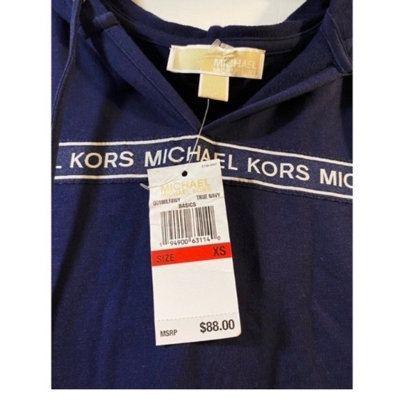 MICHAEL KORS Navy Logo Hooded Dress - Picture 6 of 8